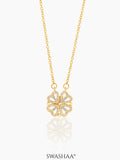 Shiny Leaf Flowe Clover Charm 18K Gold Plated Chain Pendant Necklace
