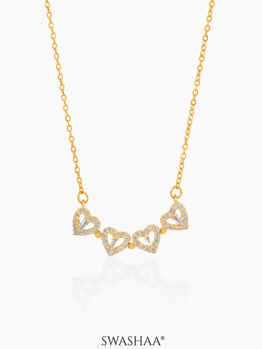 Shiny Leaf Flowe Clover Charm 18K Gold Plated Chain Pendant Necklace