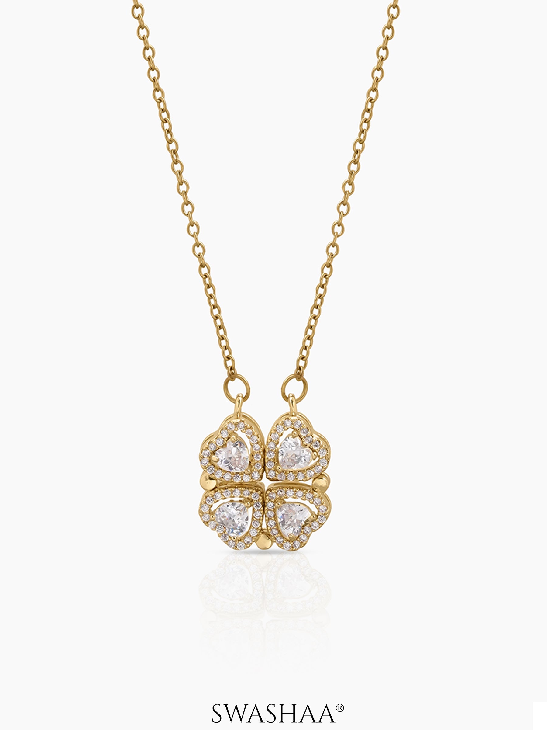 Shiny Clover Solitaire Necklace - Swashaa