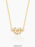 Simini Delicate Celestial Moon Star Charm 18K Gold Plated Necklace