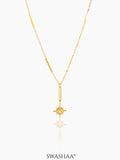 Solar Starbrust Charm 18K Gold Plated Y-shaped Chain Pendant Necklace