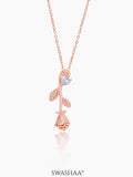 Solitaire Rose Charm Rosegold Plated Chain Pendant Necklace