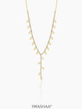 Taanya Tennis Leaf Charms Y-shaped 18K Gold Plated Necklace