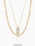 Tavira Drop Link Layered Necklace - Swashaa