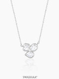 Three Star Pear Oval Emerald Silver Necklace