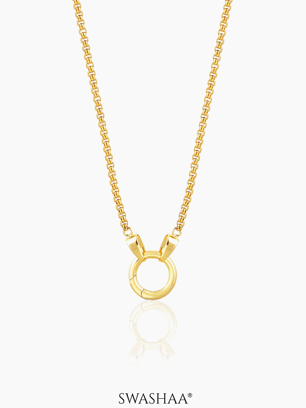 Vangie Eternal Ring Charm Amulate Box 18K Gold Plated Chain Pendant Necklace