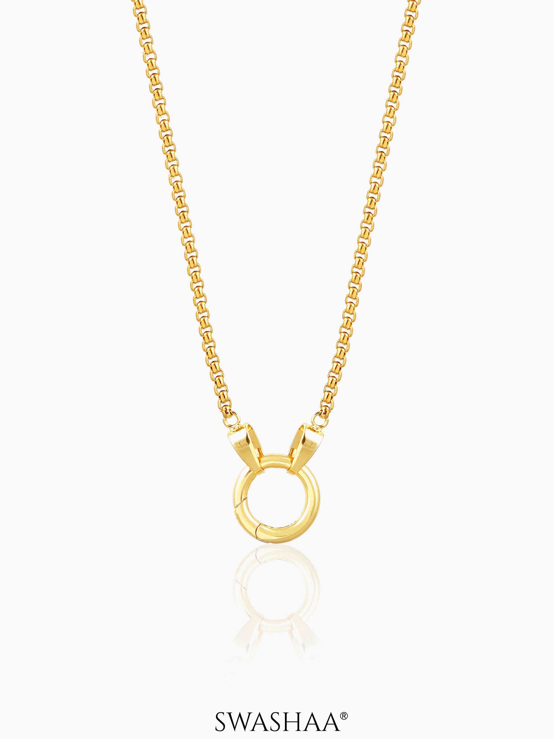 Vangie Eternal Ring Charm Amulate Box 18K Gold Plated Chain Pendant Necklace