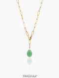 Verdure Teardrop Charm 18K Gold Plated Y-Shaped Chain Pendant Necklace