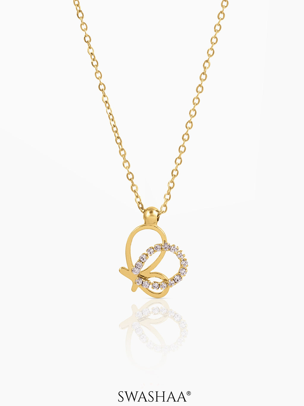 Volar Butterfly Charm 18K Gold Plated Chain Pendant Necklace