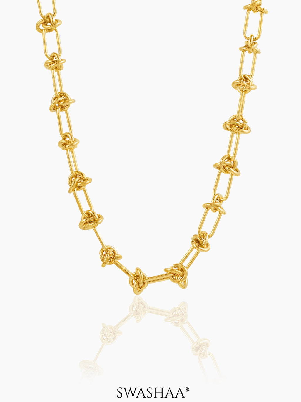 Zynn Link Knot 18K Gold Plated Choker Necklace