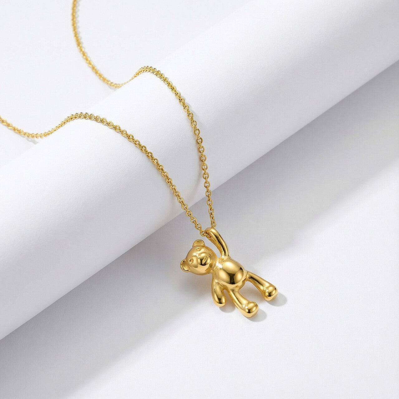 Gold Teddy Bear Pendant Necklace