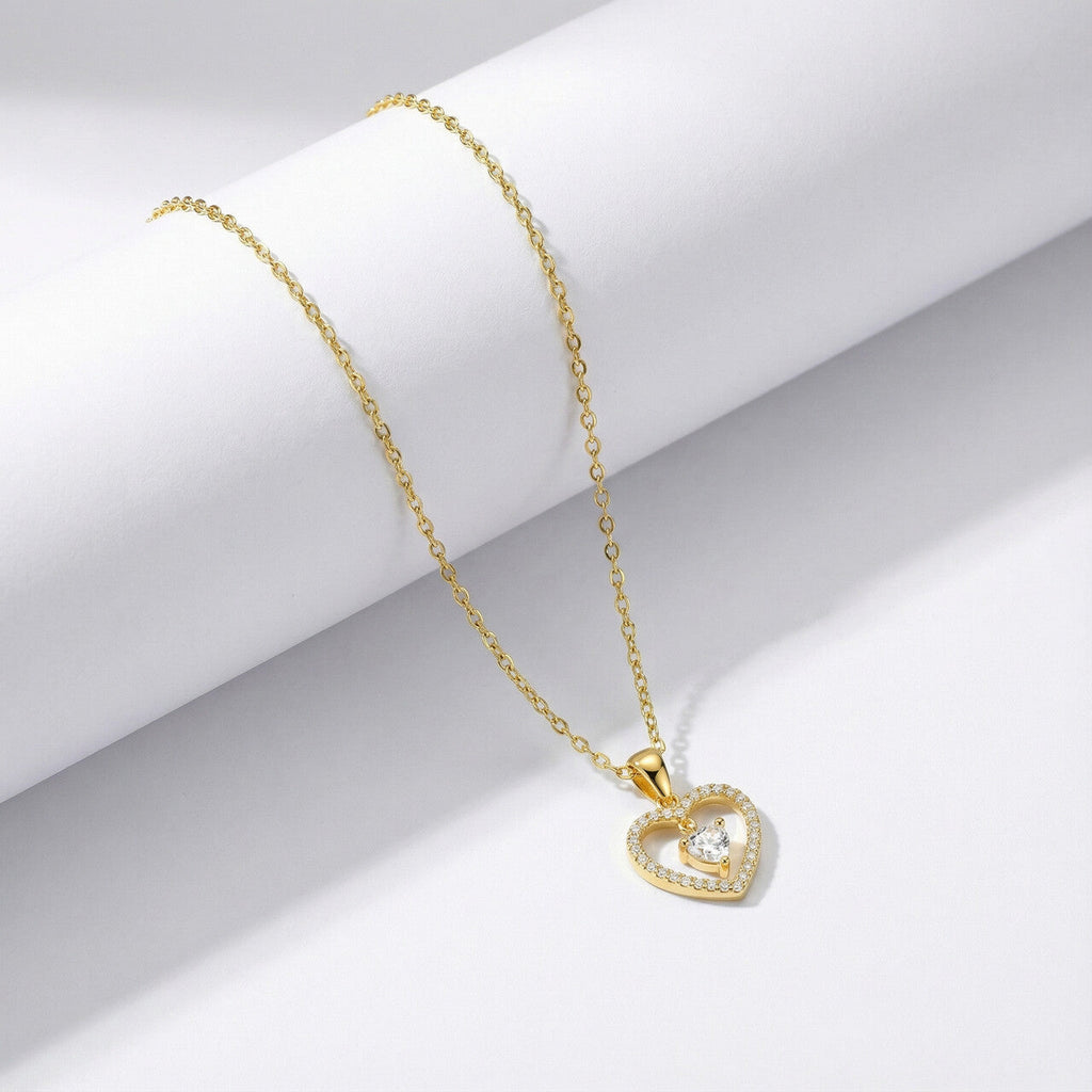 Glitz Knot Halo Heart Pendant Necklace
