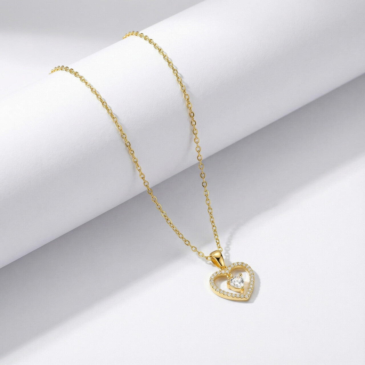 Glitz Knot Halo Heart Pendant Necklace