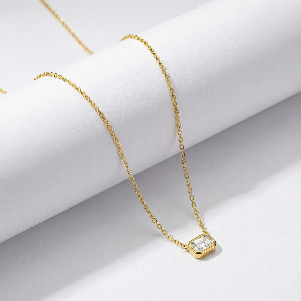 Royal Emerald-Cut Charm Necklace