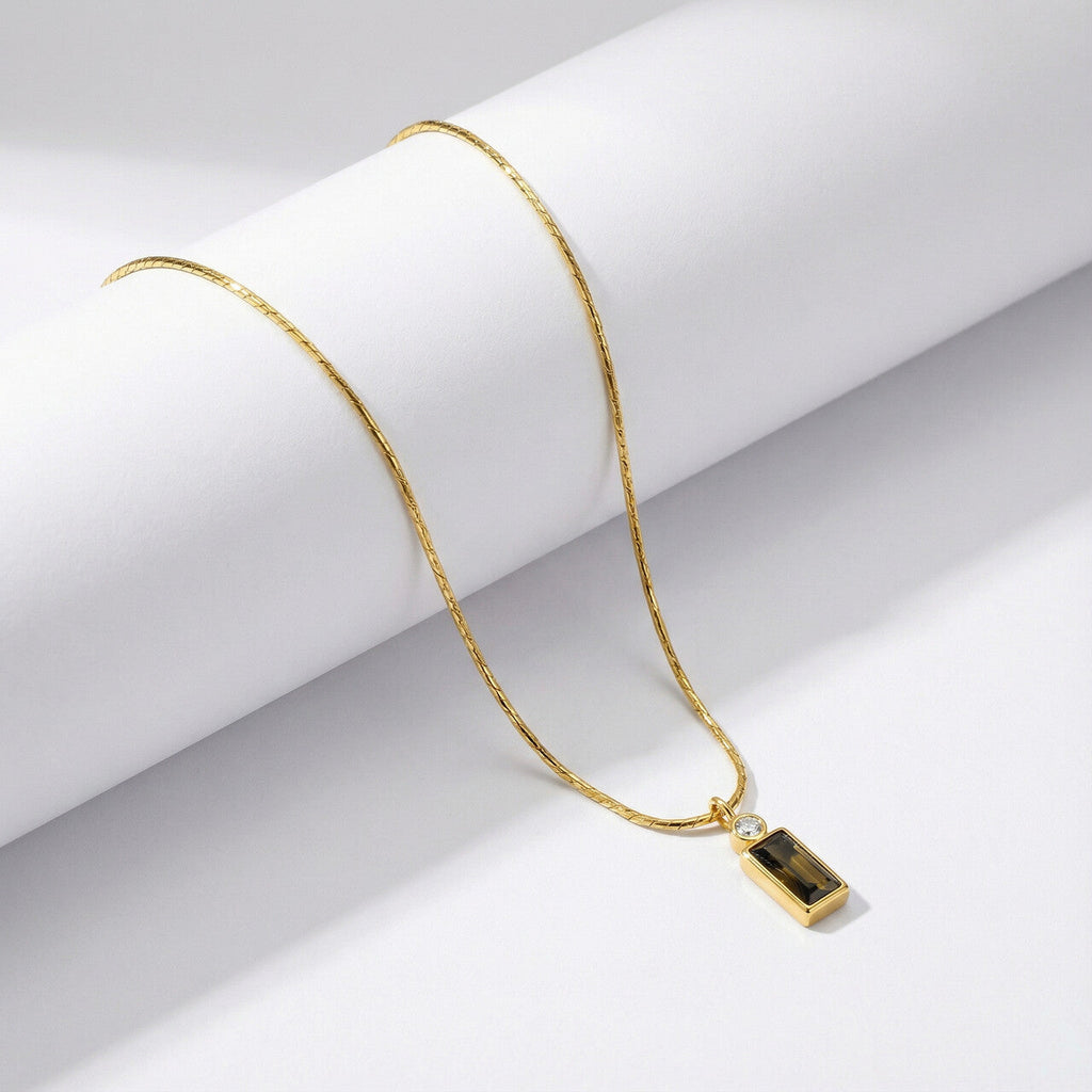 Sleek Black Bar Pendant Necklace