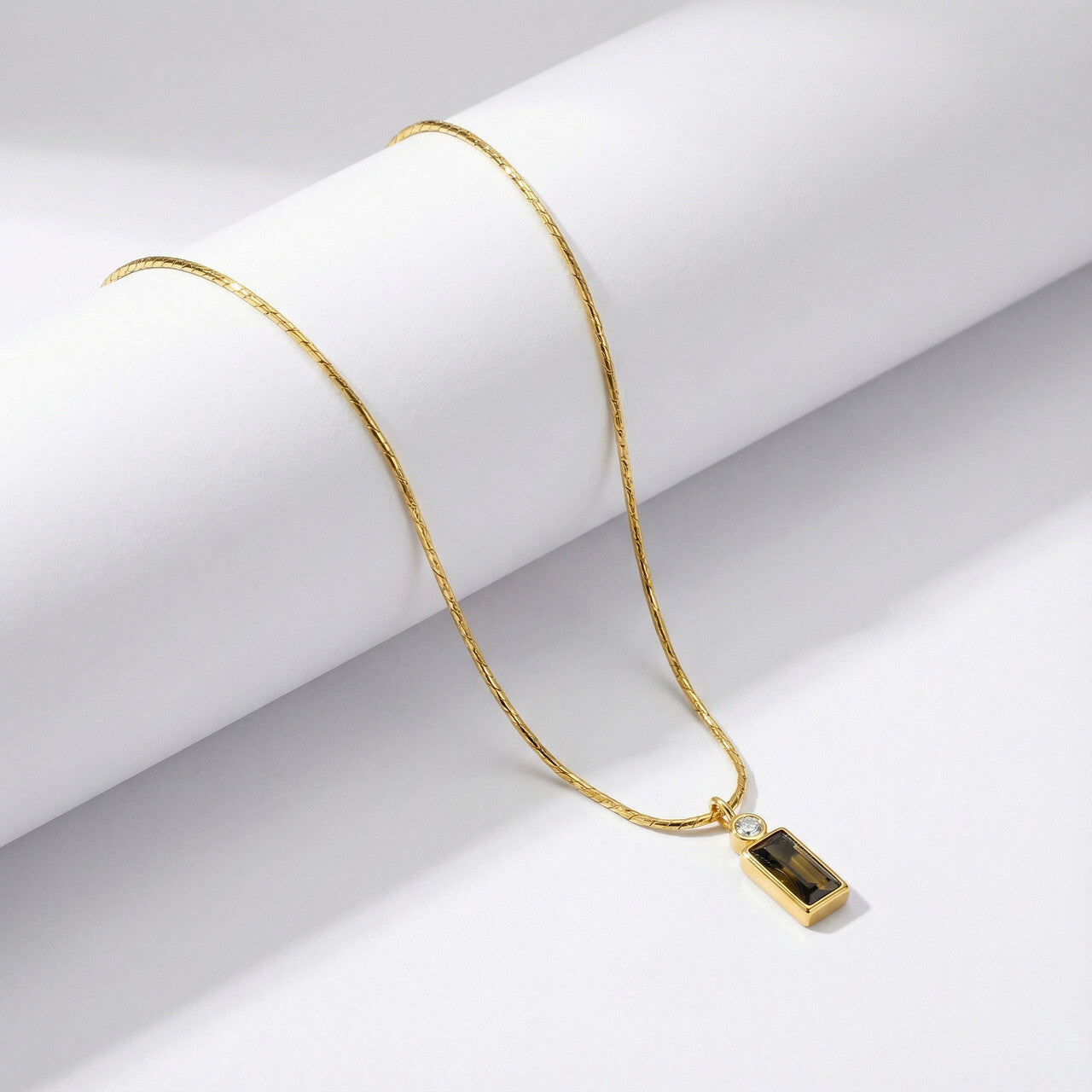 Sleek Black Bar Pendant Necklace