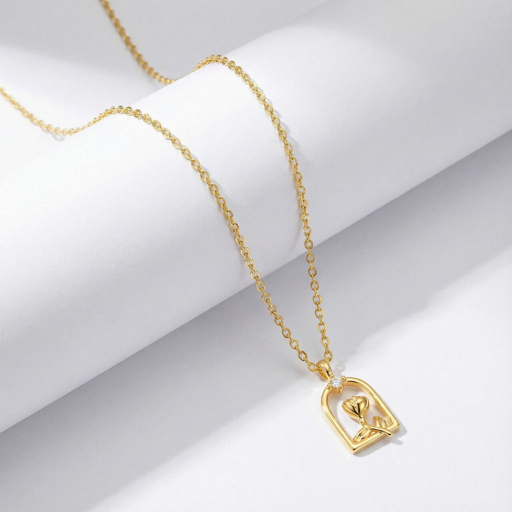Dainty Bloom Frame Pendant Necklace