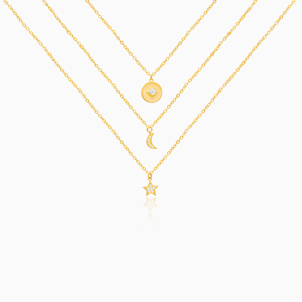 Anushka Sharma Golden Layered Constellation Charm Necklace