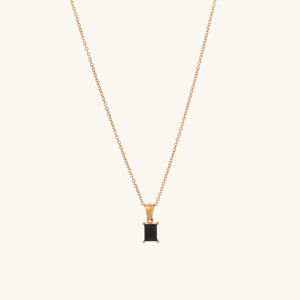 Shop Black Stone Necklace- 18k Gold Plated Palmonas-2
